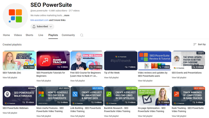 YouTube playlist by SEO PowerSuite