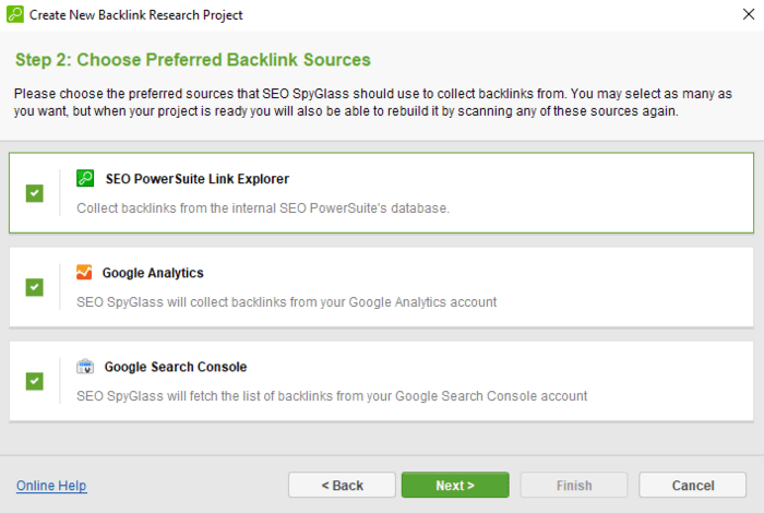 In the new window, tick the preferred data sources — Google Analytics or (and) Google Search Console