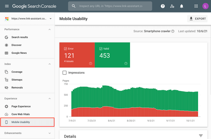 Mobile Usability test in Google Search Console