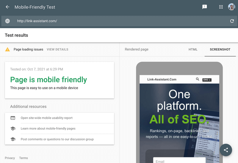 Google Mobile-Friendly Test