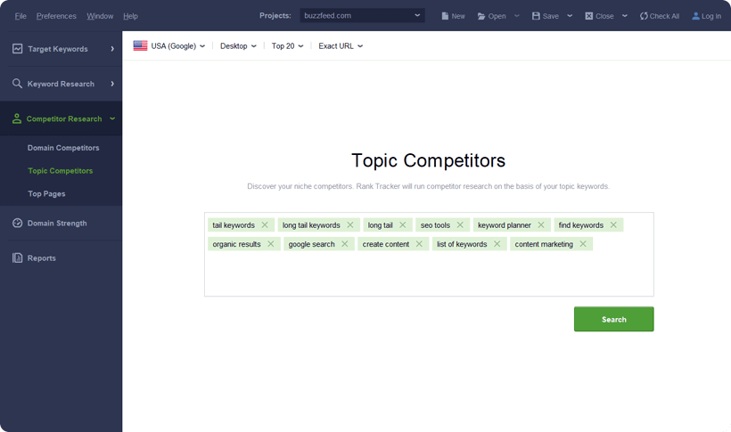 Identify topic competitors