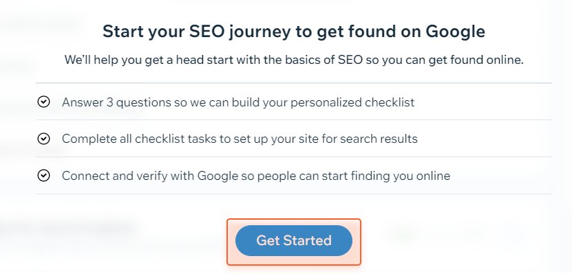 start your wix seo wizard