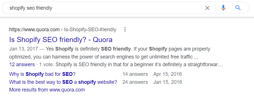 Quora answer on Google SERP