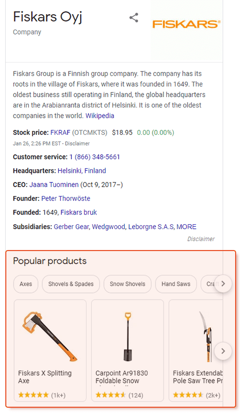 Popular Products feature