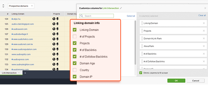Add metrics to estimate the domains