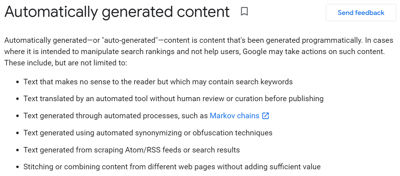 Google-Meinung zu KI-generierten Inhalten