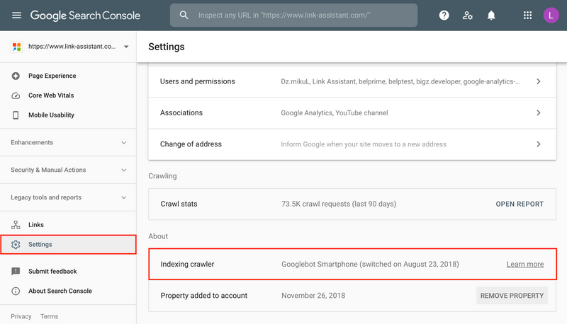 How to check indexing crawler in Google Search Console