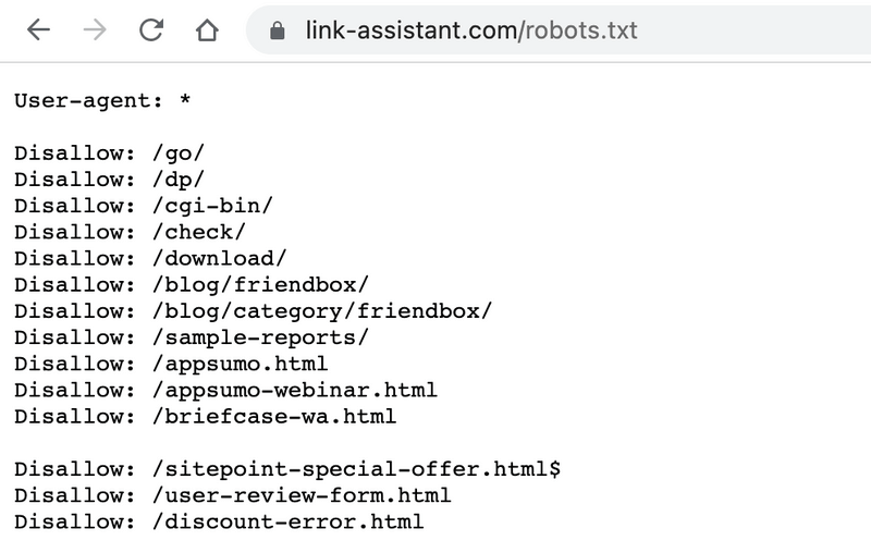 How robots txt file looks like