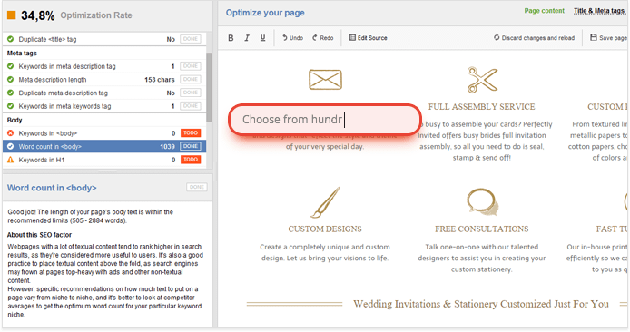 Optimizing your page in real-time using Website Auditor