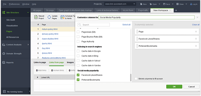 Choose linking domains with active social media pages