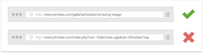 SEO-friendly and non-SEO-friendly URLs