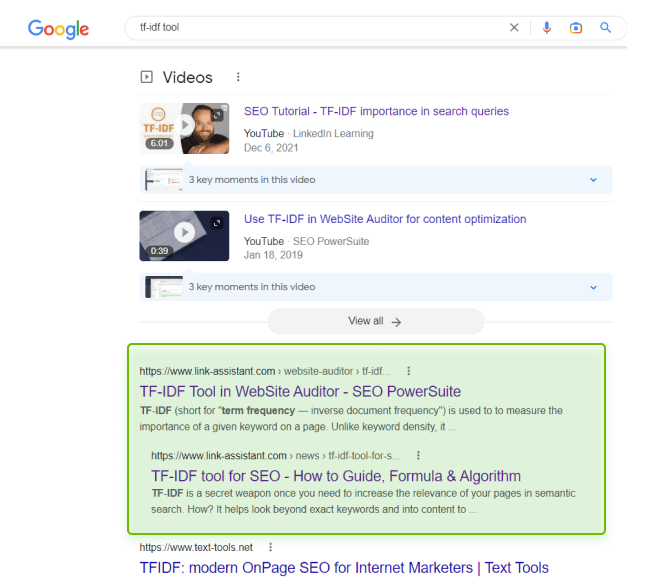 Both blog and product pages appear ranking for the same keyword on the SERP