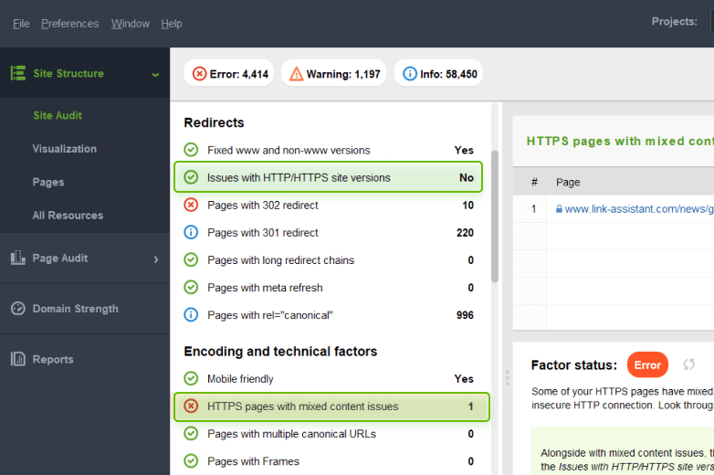 Verificando problemas de http/https na auditoria do site