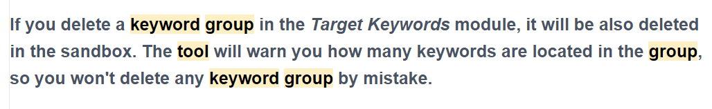 Example of keyword stuffing as detected by Content Editor