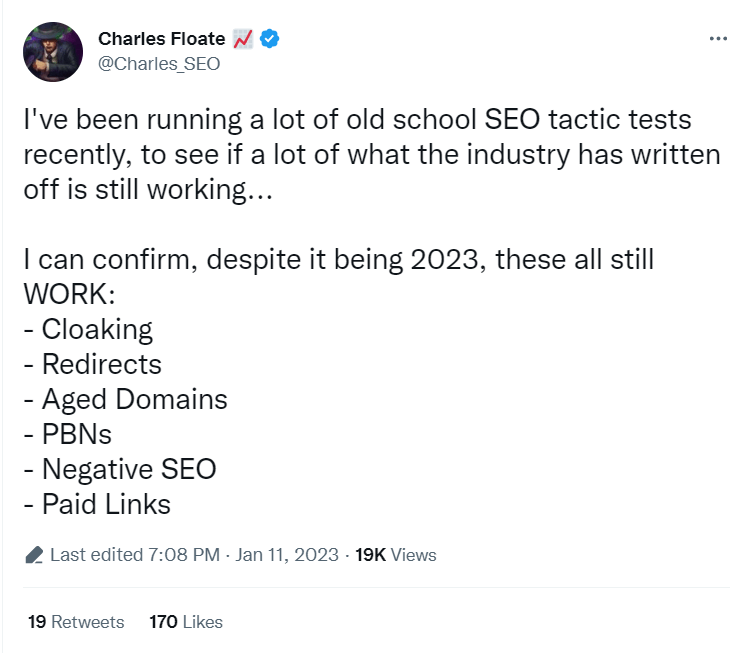 Tweet about testing old-school tactics to see what works